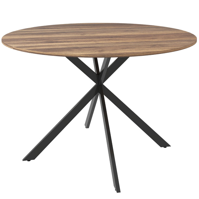 Runder Esstisch für 4 Personen, Industrial Style, Dunkelbraun