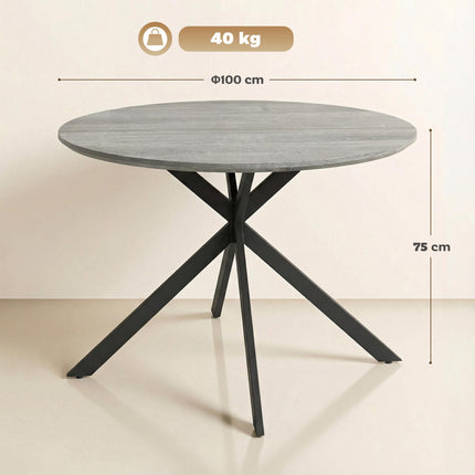 Runder Esstisch für 4 Personen, Industrial Style, Grau