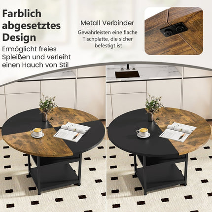 Table de salle à manger ronde avec rangement, 120 cm, structure en métal