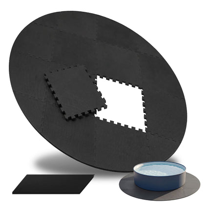 Runde EVA-Schaum-Poolmatte, 2 m Durchmesser, Schwarz