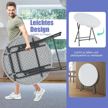 Runder Klapptisch, 81 cm, wetterfestes HDPE, Metallbeine