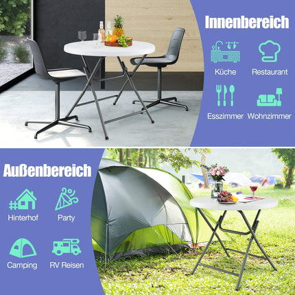 Runder Klapptisch, 81 cm, wetterfestes HDPE, Metallbeine