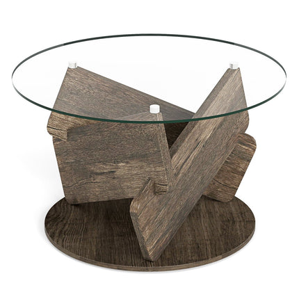 Table basse ronde en verre, 81 cm, plateau en verre trempé