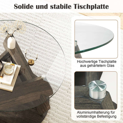 Table basse ronde en verre, 81 cm, plateau en verre trempé