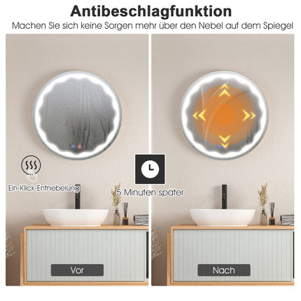 Runder LED Badspiegel 60 cm, Antibeschlag, Dimmbar