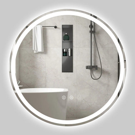 Runder LED-Badezimmerspiegel, 70 cm, einstellbare Helligkeit
