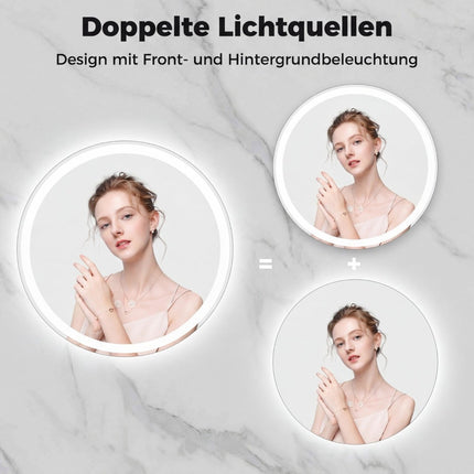 Runder LED-Badezimmerspiegel, 70 cm, einstellbare Helligkeit