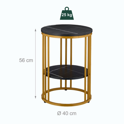Table d'appoint ronde aspect marbre à 2 niveaux
