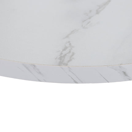 Round Marble Look Side Table with 2 Levels