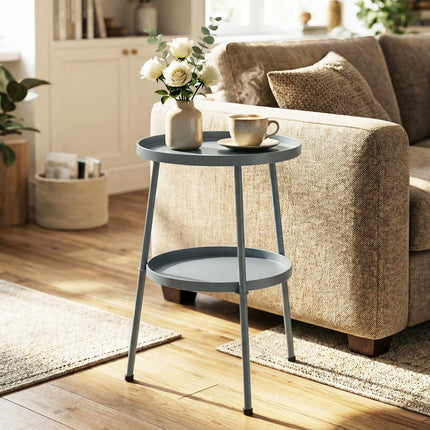 Table d'appoint ronde en métal pour extérieur, 36 cm, gris foncé