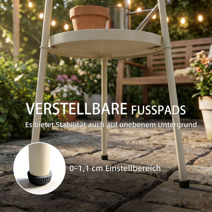 Runder Outdoor-Beistelltisch aus Metall, Cremeweiß, Ø36 cm