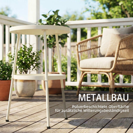 Runder Outdoor-Beistelltisch aus Metall, Cremeweiß, Ø36 cm