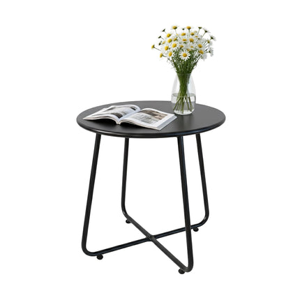 Table ronde en métal - Usage intérieur/extérieur, résistante aux intempéries