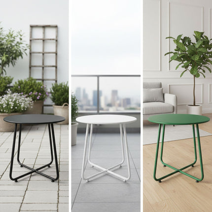 Table ronde en métal - Usage intérieur/extérieur, résistante aux intempéries
