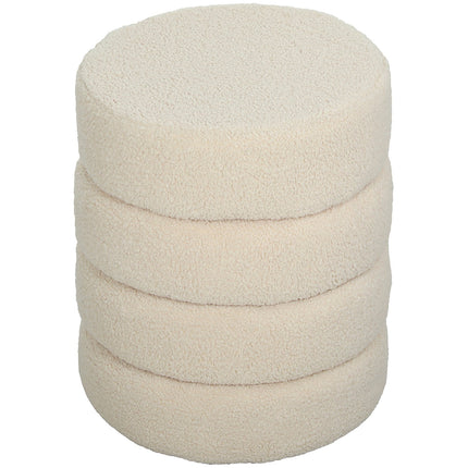 Runder Ottoman, Teddyfleece, 120 kg Tragkraft, Beige