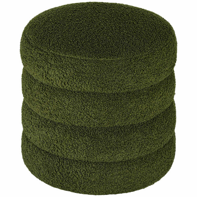 Pouf rond en polaire Teddy, capacité de charge 120 kg, vert