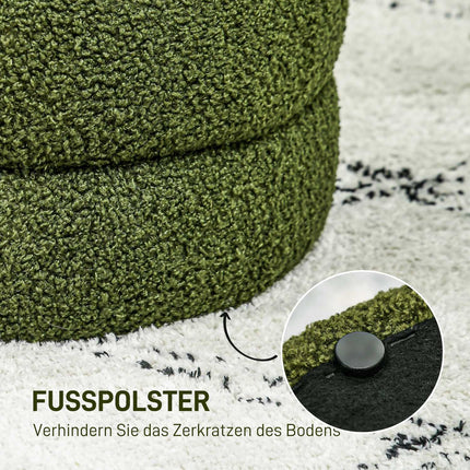 Pouf rond en polaire Teddy, capacité de charge 120 kg, vert