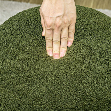 Pouf rond en polaire Teddy, capacité de charge 120 kg, vert