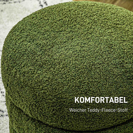 Pouf rond en polaire Teddy, capacité de charge 120 kg, vert