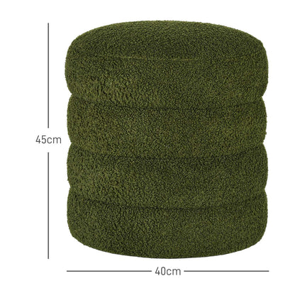 Pouf rond en polaire Teddy, capacité de charge 120 kg, vert