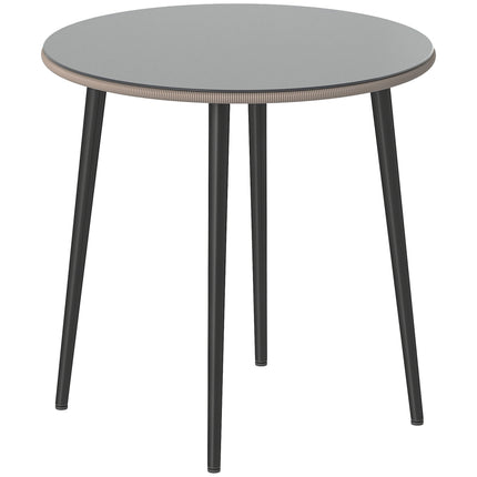 Table de jardin ronde, 80 cm, verre et rotin