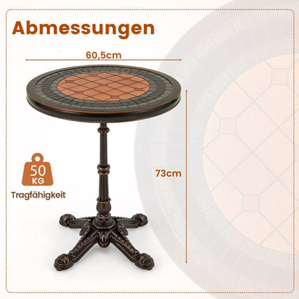 Table de jardin ronde - Aluminium moulé, résistante aux intempéries, 60,5 cm