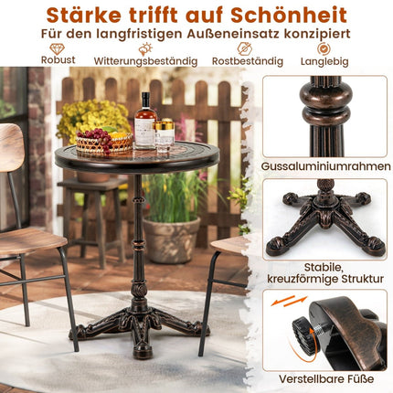 Table de jardin ronde - Aluminium moulé, résistante aux intempéries, 60,5 cm