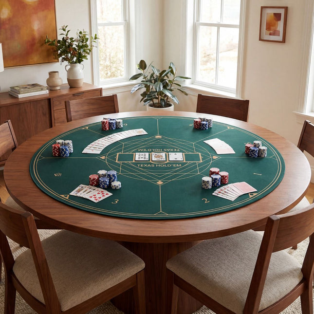 Tapis de poker rond de 119 cm (47 pouces), base en caoutchouc antidérapante, vert