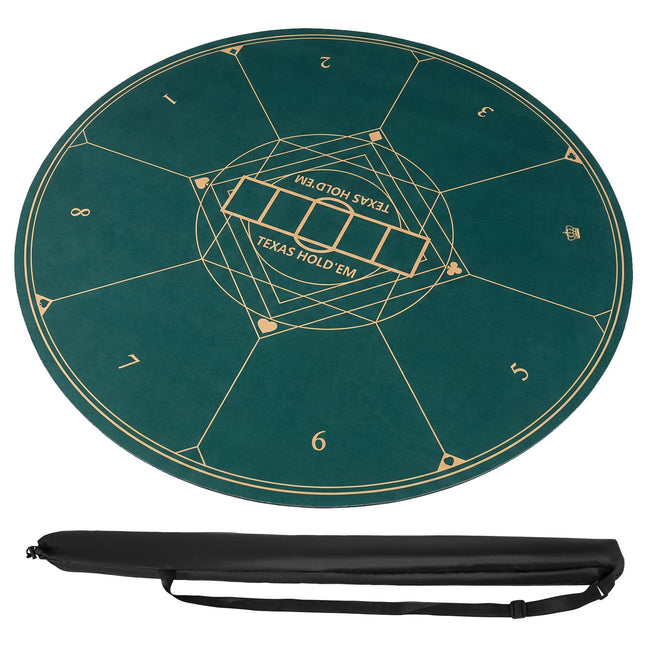 Tapis de table de poker rond, antidérapant, pliable, 100 cm, 8 joueurs