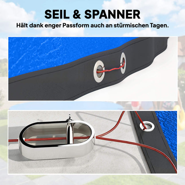 Rundpool-Abdeckung Ø550 cm, wasserdicht mit Sicherungsseil
