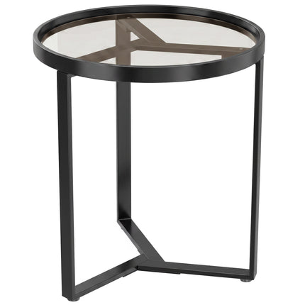 Runder Beistelltisch, gehärtete Glasplatte, Schwarz 45 cm