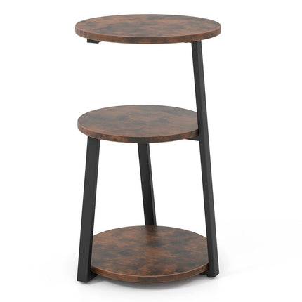 Table d'appoint ronde avec cadre en métal et pieds réglables
