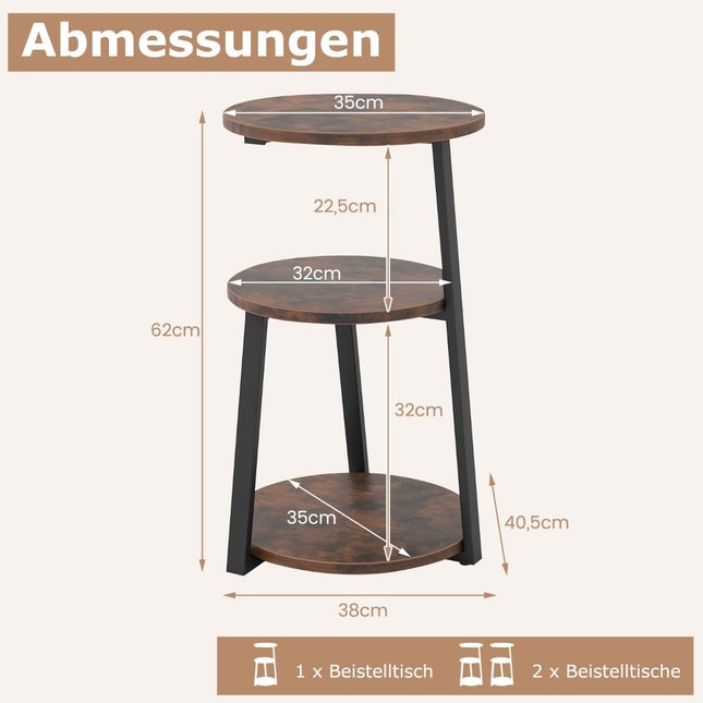 Runder Beistelltisch mit Metallgestell & verstellbaren Füßen