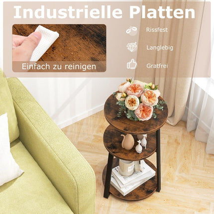 Table d'appoint ronde avec cadre en métal et pieds réglables