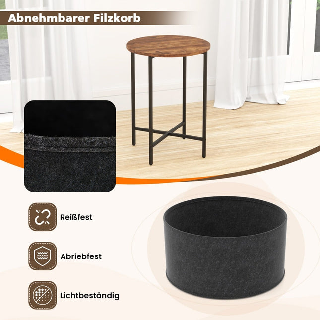 Runder Beistelltisch mit abnehmbarem Filzkorb, 44 cm