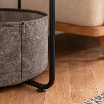Table d'appoint ronde avec panier de rangement, structure en métal