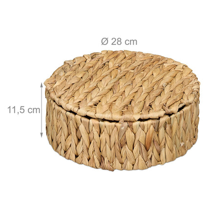 Boîte à thé ronde, 7 compartiments, jacinthe tressée