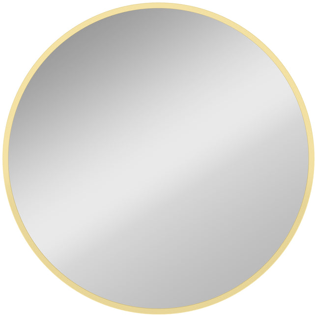 Miroir mural rond, 61 cm, cadre en aluminium doré