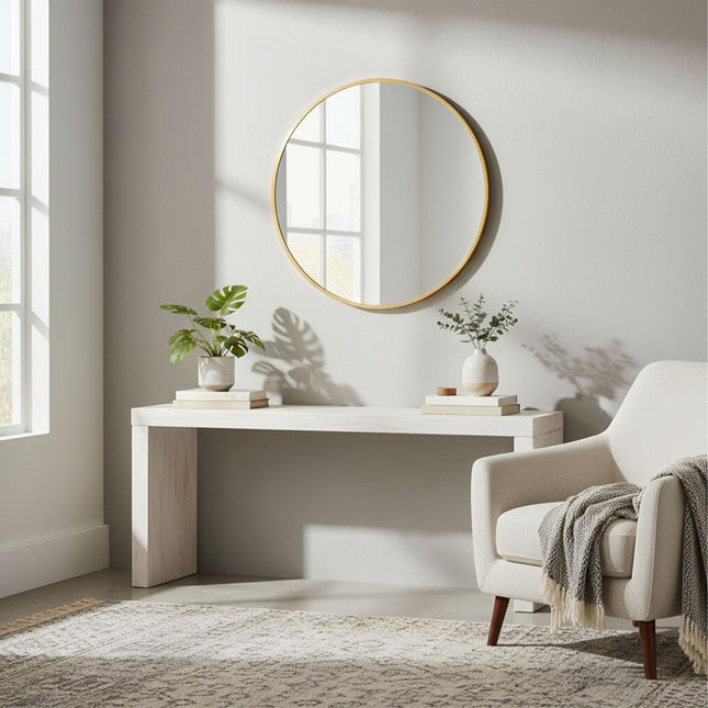 Miroir mural rond - Cadre en métal, décoratif, polyvalent
