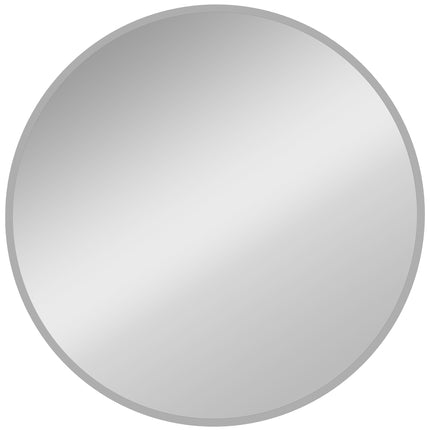 Miroir mural rond, design moderne, 61 cm, argent