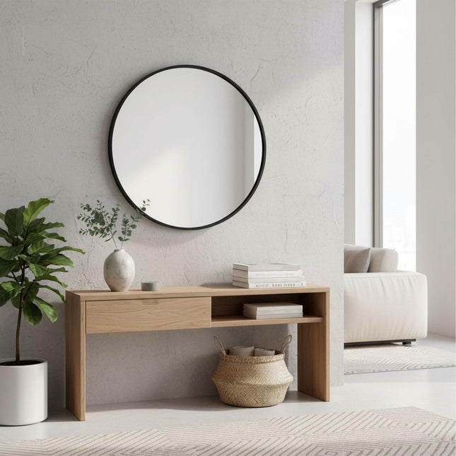 Miroir mural rond à cadre métallique - Décoratif et fonctionnel