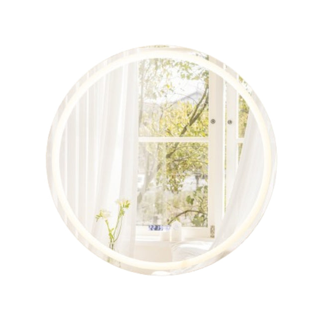 Miroir de salle de bain rond avec miroir chauffant anti-buée et affichage Miroir LED à intensité variable.