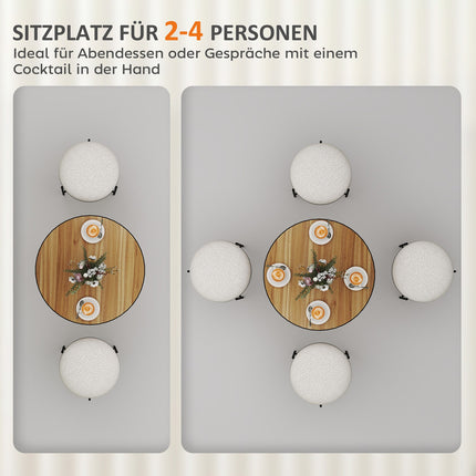Table à manger ronde, aspect chêne, design compact, pour 2 à 4 personnes, chêne