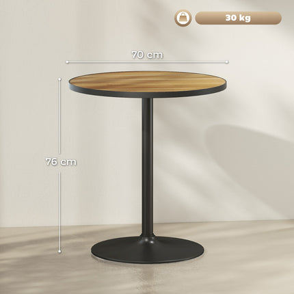 Table à manger ronde, aspect chêne, design compact, pour 2 à 4 personnes, chêne