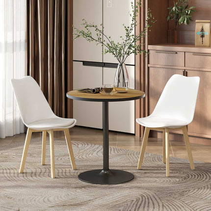 Table à manger ronde, aspect chêne, design compact, pour 2 à 4 personnes, chêne