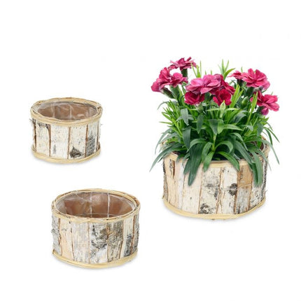 Pot de fleurs rond en bouleau Lot de 3