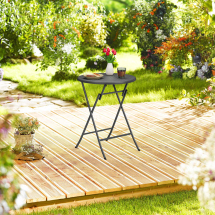 Table de jardin ronde aspect rotin
