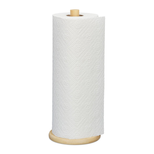Porte-rouleau de papier essuie-tout rond en bambou