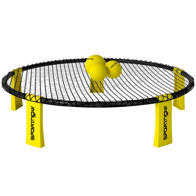 Kit de roundnet comprenant un filet, 3 balles, un sac de transport et une pompe à balles, Ø 92 x 20 cm, jaune