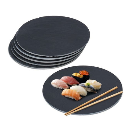 Lot de 6 assiettes rondes en ardoise
